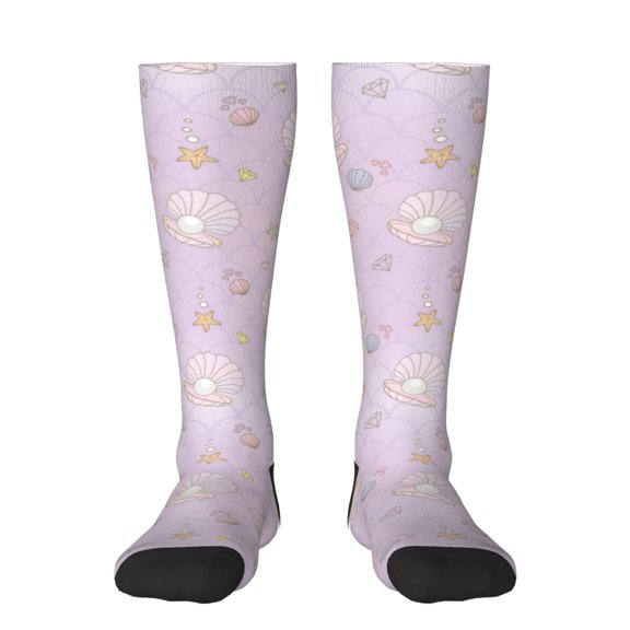 Susaid Shells Pearl Print Thermal Winter Socks for Men and Women, Warm Crew Hiking Socks, for Boots and Outdoor Activities