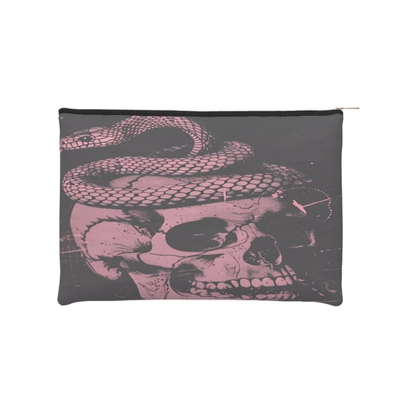 Susaid Skull and Snake Art Print Makeup Mini Bags for Women Multi Color Cosmetics Bag Travel Toiletry Bag Pencil Pouch Blank Makeup Bags with Zipper