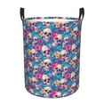 thumbnail image 1 of Susaid Skull blue leaf Print Waterproof Oxford Cloth Storage Circular Laundry Hamper BasketCapacity for Home-Small, 1 of 6