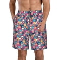 thumbnail image 1 of Susaid Skull flower leaf Plaid Print Men's Swim Trunks Hawaiian Bathing Mesh Lining Suit Swimsuits Beach Shorts with Pockets-X-Large, 1 of 6