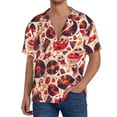 thumbnail image 1 of Susaid Skull rock record music heart Print Men's Polo Shirts Button Down Short Sleeve Casual Summer Beach Vintage Shirts for Men-XX-Large, 1 of 5