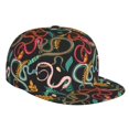 thumbnail image 1 of Susaid Snake And Flower Print Baseball Cap Hip Hop Style Flat Visor Adjustable Outdoor Cap Unisex Adjustable Breathable, 1 of 7