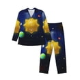 thumbnail image 1 of Susaid Solar System Print Men's Long Sleeve Pajama Set, Two-Piece Button-Down Loungewear PJs Set, Comfortable Sleepwear for Relaxation-Small, 1 of 7