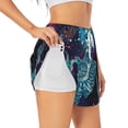 thumbnail image 1 of Susaid Space Skeleton Meditation Print Women's High Waisted Running Shorts Quick Dry Athletic Gym Track Workout Shorts Zip Pocket-Large, 1 of 7