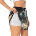 thumbnail image 1 of Susaid Space White Horse Print Women's High Waisted Running Shorts Quick Dry Athletic Gym Track Workout Shorts Zip Pocket-Small, 1 of 7