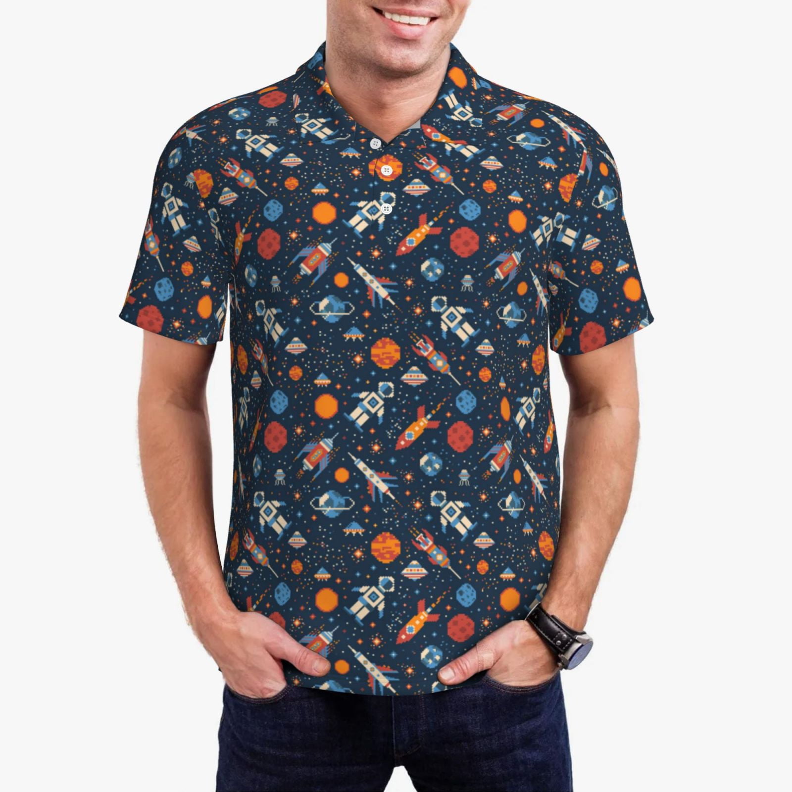 Star Nebula Galaxy Space Men's Golf Shirts