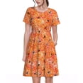 thumbnail image 1 of Susaid Spider Pattern Women's Casual Floral Print Crewneck Short Sleeve A Line Boho Maxi Dress, 1 of 6