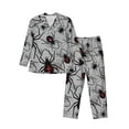 thumbnail image 1 of Susaid Spiders Print Men's Long Sleeve Pajama Set, Two-Piece Button-Down Loungewear PJs Set, Comfortable Sleepwear for Relaxation-X-Large, 1 of 7