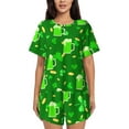 thumbnail image 1 of Susaid St Patrick's Day2 Print Women's Pajama Set, Button-Up Sleepwear with Elastic Waist Shorts, Perfect for Lounging, Yoga, Beach, and Casual Wear-4X-Large, 1 of 7