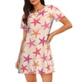thumbnail image 1 of Susaid Starfish Pattern Sleep Shirts for Women Short Sleeve Night Shirts for Sleeping Pullover Nightgown Soft Nightdress, 1 of 6