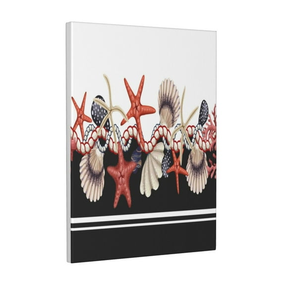 Susaid Starfishes Shells Pattern Vertical Canvas Wall Decor 12x16in - Waterproof with Wood Frame & Damage-Free Hanging Kit