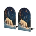 thumbnail image 1 of Susaid Starry Sky Sleep White Bear Print Wooden Bookends Decorative Book Ends for Shelves Heavy Books Holder Organizer Non-Slip Desk Book End for Kids Room Office School 1 Pairs, 1 of 8
