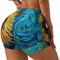 thumbnail image 1 of Susaid Starry Sunflower Dreamscape Print Intensify Workout Shorts for Women Seamless Scrunch Short Gym Yoga Running Sport Active Exercise Fitness Shorts-Medium, 1 of 8