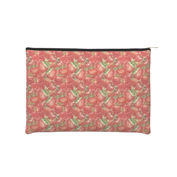 Susaid Strawberry Print Makeup Mini Bags for Women Multi Color Cosmetics Bag Travel Toiletry Bag Pencil Pouch Blank Makeup Bags with Zipper