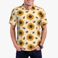thumbnail image 1 of Susaid Sunflowers And Bee Print Men's Short Sleeve Polo Shirt, Golf Shirts for Men, Business Casual Polos-3X-Large, 1 of 6