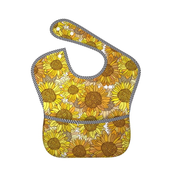 Susaid Sunflowers1 Print Bibs for Babies Toddlers Adjustable Waterproof Free Soft Durable Bibs for eating with Large Pocket Food Catcher