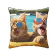 thumbnail image 1 of Susaid Sunglasses Beach Kittens Print Velvet Throw Pillow Covers Home Art Deco Pillowcase Square Pillow Case Cushion Cover for Bed Sofa Living Room Car Indoor and Outdoor-18"x18", 1 of 8
