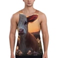 thumbnail image 1 of Susaid Sunset Calf Flower Field Print Men's Sleeveless Workout Running Tank Top Dry Fit Athletic Gym Sports Swim Beach Muscle Bodybuilding Shirts-4X-Large, 1 of 7