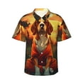 thumbnail image 1 of Susaid Sunset Meditating Dog Print Short Sleeve Shirts Button Down Casual Shirts Summer Beach Aloha Button Down Short Sleeve for Men ,X-Large, 1 of 7