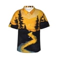 thumbnail image 1 of Susaid Sunset River Pine Trees Print Hawaiian Shirts for Men Women,Hawaiian Summer Short-Sleeve Casual Relaxed-Fit Button-Down,X-Large, 1 of 6