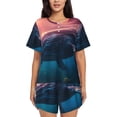 thumbnail image 1 of Susaid Sunshine Ocean Whale Print Women's Pajama Set, Button-Up Sleepwear with Elastic Waist Shorts, Perfect for Lounging, Yoga, Beach, and Casual Wear-3X-Large, 1 of 7