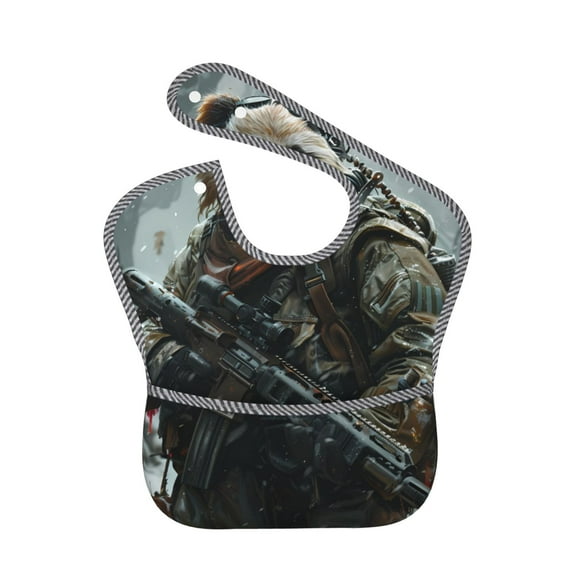 Susaid Surreal Panda Warrior Print Bibs for Babies Toddlers Adjustable Waterproof Free Soft Durable Bibs for eating with Large Pocket Food Catcher