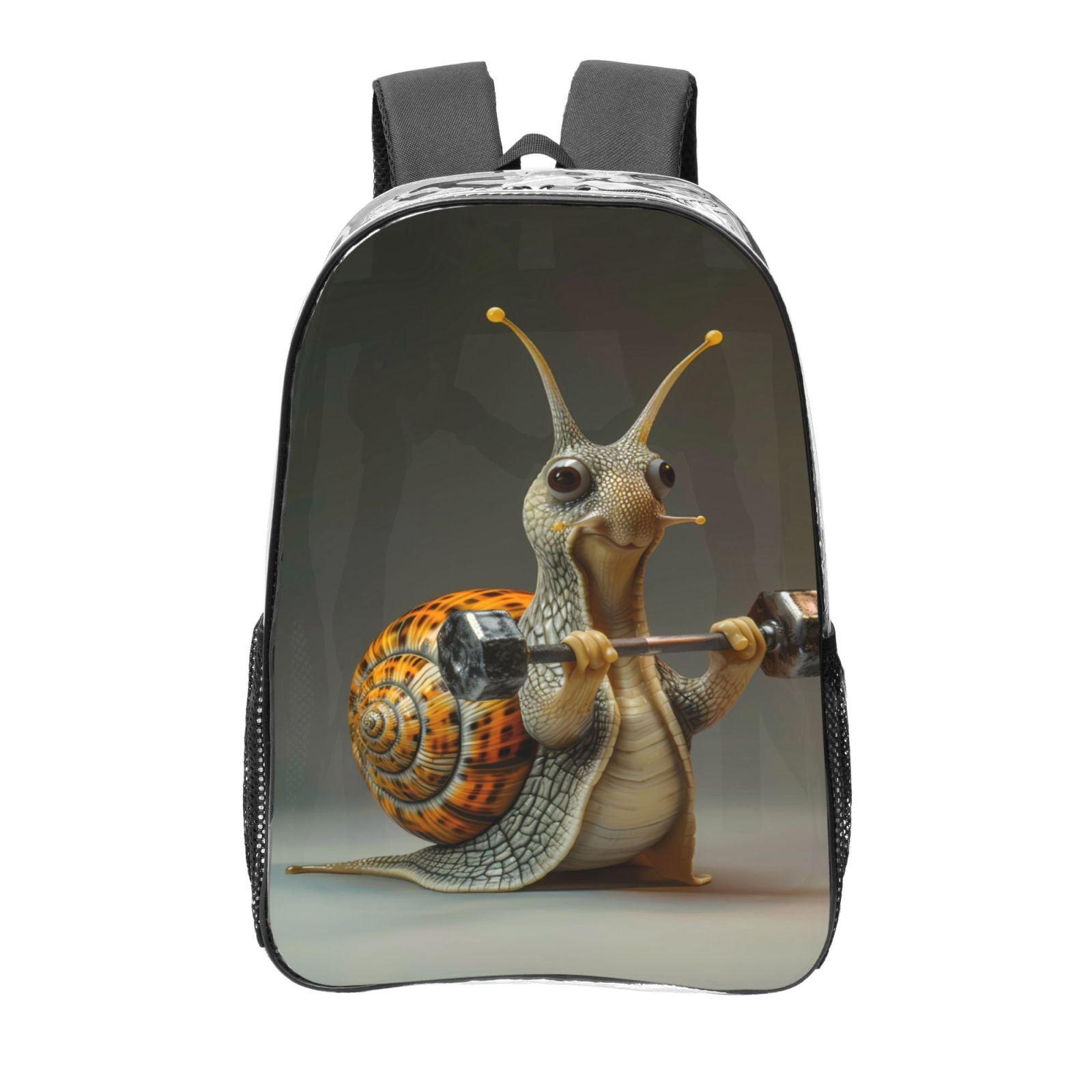 Susaid Surreal Weightlifting Snail Print Clear Backpack See Through ...