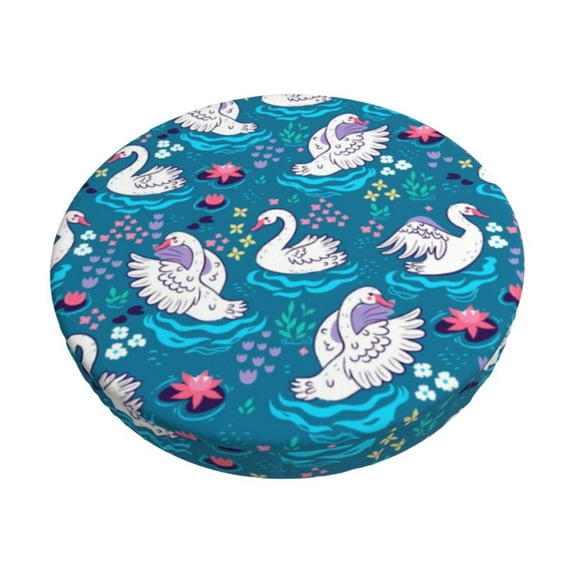 Susaid Swan On The Pond Print Elastic Bar Stool Cover Personalized Washable Stool Cover for Barbershop Home Bar Kitchen-13 inch