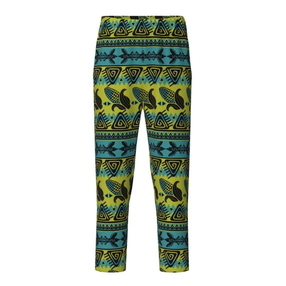 Susaid Teal Vintage Corn Pattern Print Soft Teen Sleep Pants, Long Pajama Bottoms with Two Pockets and Elastic Waist, Designed for Ages 5-16-Large