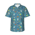 thumbnail image 1 of Susaid Teeth Cosmonaut Print Hawaiian Shirts for Men Women,Hawaiian Summer Short-Sleeve Casual Relaxed-Fit Button-Down,Medium, 1 of 7