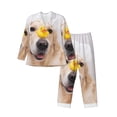 thumbnail image 1 of Susaid The Dog Is Sitting In A Bubble Bath Print Men's Long Sleeve Pajama Set, Two-Piece Button-Down Loungewear PJs Set, Comfortable Sleepwear for Relaxation-XX-Large, 1 of 7