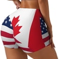 thumbnail image 1 of Susaid USA Canada Flag Print Intensify Workout Shorts for Women Seamless Scrunch Short Gym Yoga Running Sport Active Exercise Fitness Shorts-Large, 1 of 8