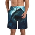 thumbnail image 1 of Susaid Undersea Shark Print Men's Swim Trunks Hawaiian Bathing Mesh Lining Suit Swimsuits Beach Shorts with Pockets-X-Large, 1 of 6