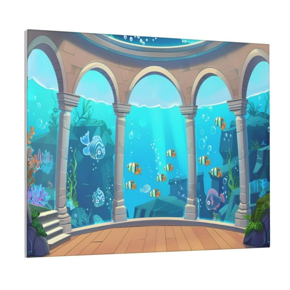 Susaid Underwater Aquarium Arches Pattern Canvas Wall Decor Poster Framed Artwork Decoration for Bedroom Home Office Ready to Hang,Horizontal