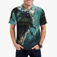 thumbnail image 1 of Susaid Underwater Dinosaur Shark Print Men's Short Sleeve Polo Shirt, Golf Shirts for Men, Business Casual Polos-Large, 1 of 6