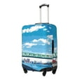 thumbnail image 1 of Susaid Urban Riverside Clock Tower Print Elastic Washable Suitcase Cover with Hidden Zipper, Fits 18-32 Inch Luggage for Protection During Travel-Medium, 1 of 7