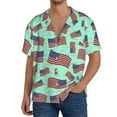 thumbnail image 1 of Susaid Usa Flag Print Men's Polo Shirts Button Down Short Sleeve Casual Summer Beach Vintage Shirts for Men-X-Large, 1 of 5