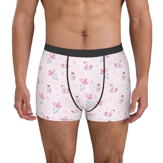 Susaid Valentine's Day Print Men's Mesh Boxer Briefs Cooling Breathable Sports Underwear Wide Waistband Boxer Briefs W/Fly-X-Large