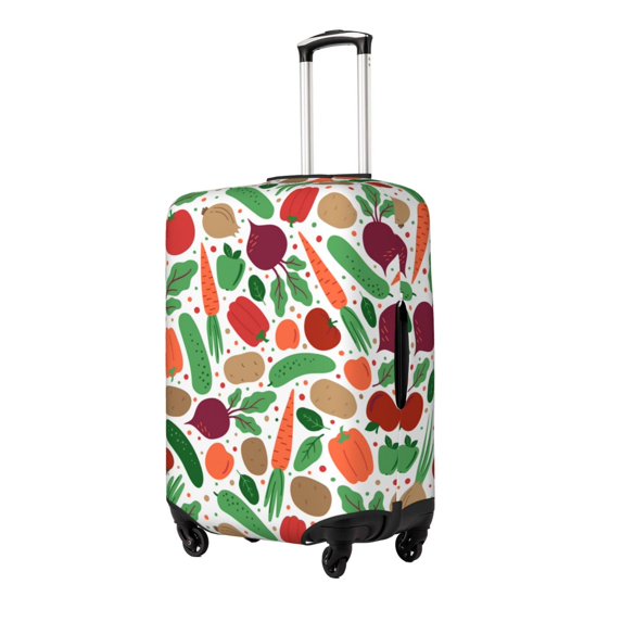 Susaid Vegetables Print Elastic Washable Suitcase Cover with Hidden Zipper, Fits 18-32 Inch Luggage for Protection During Travel-Medium