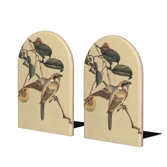 Susaid Vintage Bird Print Wooden Bookends Decorative Book Ends for Shelves Heavy Books Holder Organizer Non-Slip Desk Book End for Kids Room Office School 1 Pairs