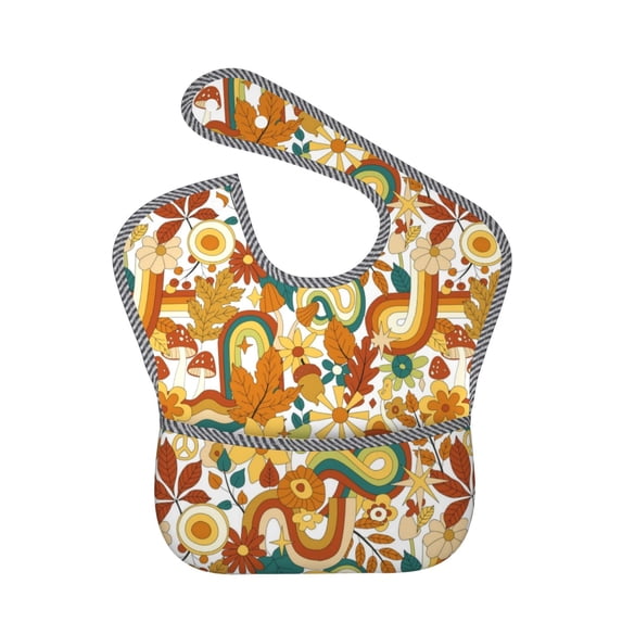 Susaid Vintage Floral Print Bibs for Babies Toddlers Adjustable Waterproof Free Soft Durable Bibs for eating with Large Pocket Food Catcher