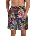 thumbnail image 1 of Susaid Vintage Floral Print Men's Swim Trunks Hawaiian Bathing Mesh Lining Suit Swimsuits Beach Shorts with Pockets-Large, 1 of 6