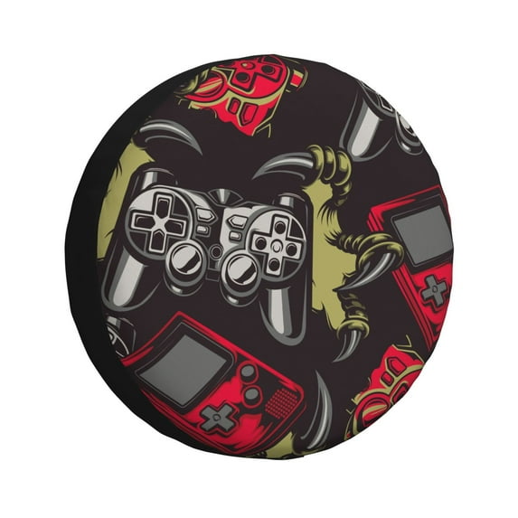 Susaid Vintage Gaming Print Tire Covers,Waterproof Anti-UV Snow Sun Rain Tire Covers for RV,Truck, SUV, Trailer, Camper-14 inch