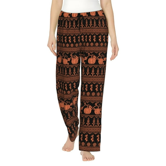 Susaid Vintage Pumpkin Pattern Print Women Relaxing Pajama Pants Comfy Pj Bottoms Soft Printed Lounge Pant with Pockets, Home Pants-XX-Large