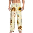 thumbnail image 1 of Susaid Watercolor Bee Honey Honeycomb Bee Print Mens Pajama Pants Set Sleep & Lounge Pants, PJ Bottoms with Pockets and Button Fly-Large, 1 of 6