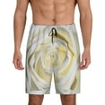thumbnail image 1 of Susaid White Rose Print Mens Shorts, Breathable Lounge Sleepwear Set with Elastic Waistband and Pockets-X-Large, 1 of 6