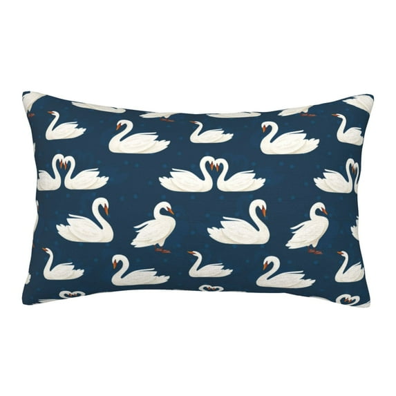 Susaid White Swam Print Pillowcases Multiple Size, Pillow Cover Super Soft Envelope Closure Standard Pillow Case-20"x30"