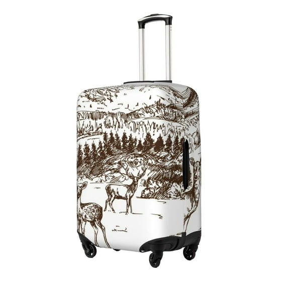 Susaid Woodland Forest With Deers Print Elastic Washable Suitcase Cover with Hidden Zipper, Fits 18-32 Inch Luggage for Protection During Travel-X-Large