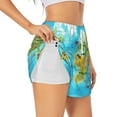 thumbnail image 1 of Susaid World Map With Animals Landmarks Print Women's High Waisted Running Shorts Quick Dry Athletic Gym Track Workout Shorts Zip Pocket-XX-Large, 1 of 7