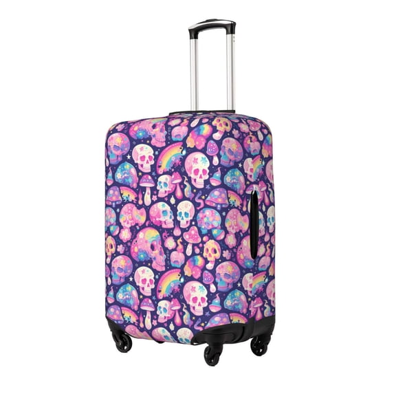 Susaid cartoon rainbow Skull Print Elastic Washable Suitcase Cover with Hidden Zipper, Fits 18-32 Inch Luggage for Protection During Travel-Large